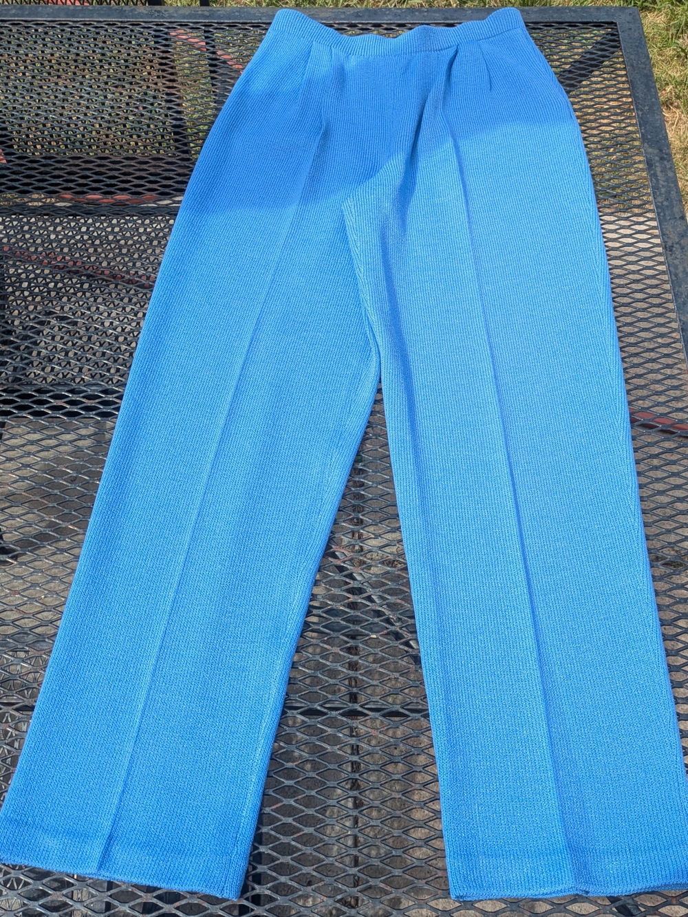 St. John Vibrant Blue Knit Wide-Leg Pants